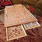Bits and Pieces - Jumbo Size Wooden Puzzle Plateau-Smooth Fiberboard Work Surface - Four Sliding Drawers Complete This Puzzle Storage System