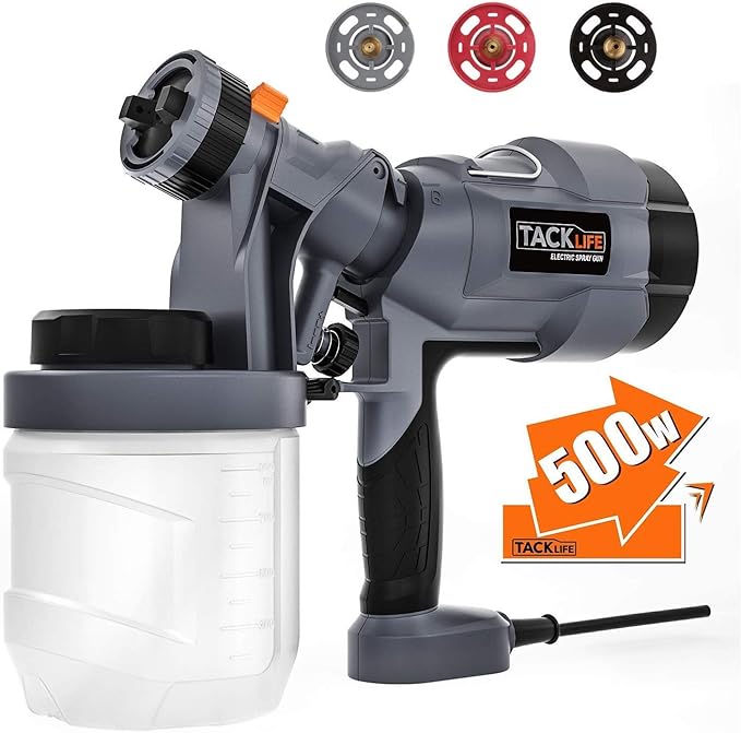 Paint Sprayer, TACKLIFE 500 Watt Spray Gun, Electric Spray Gun with 3