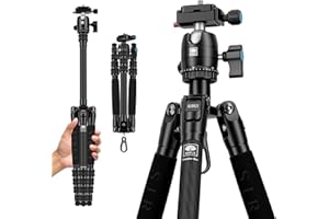 SIRUI 52" Carbon Fiber Travel Tripod, Compact Lightweight Camera Tripod, 360° Ball Head Detachable, Load 10kg/22lbs, Folded Height 13" (Traveler 5CX)