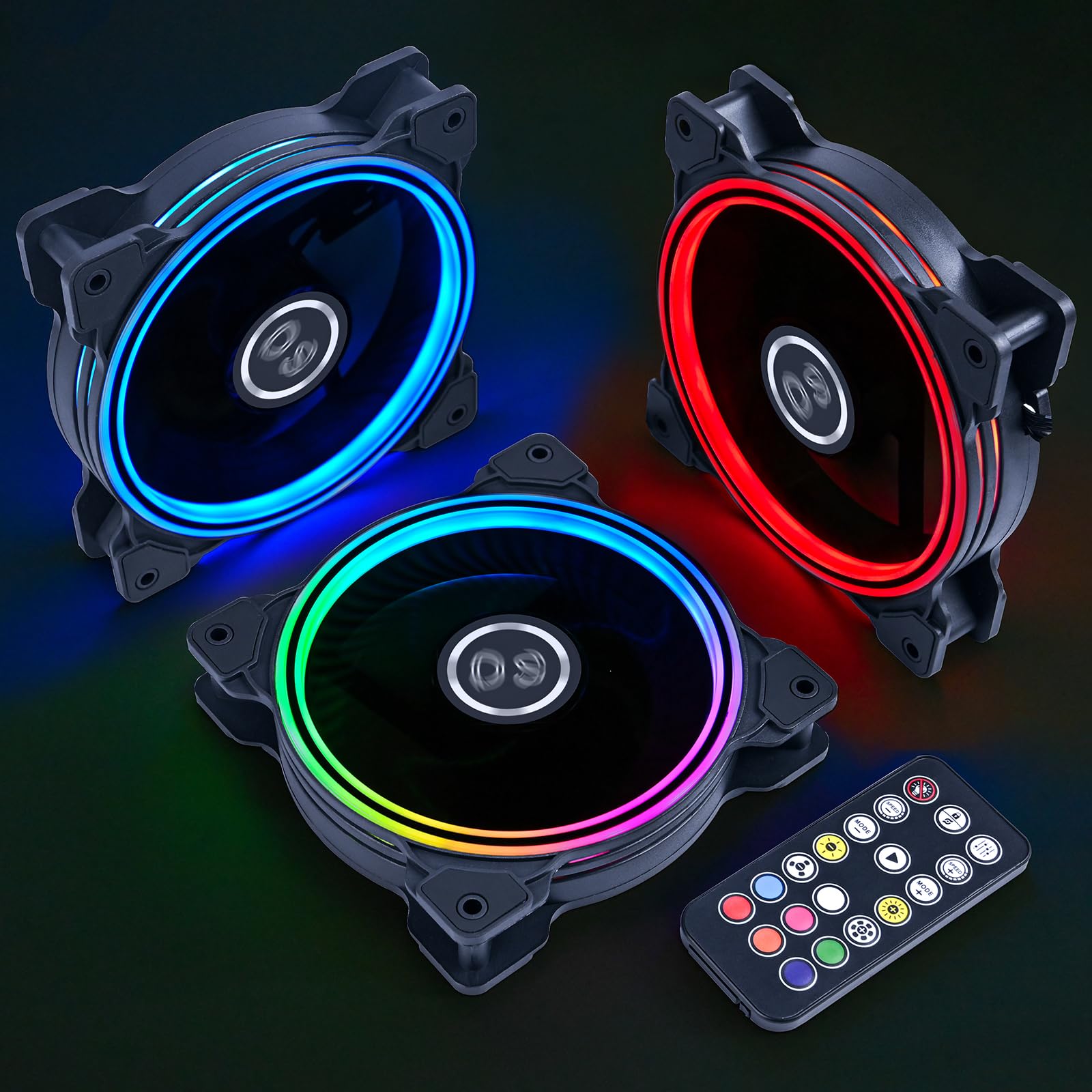 DS Wire Lighting Case Cooling Fan for Black PC Cases, 120MM LED Fans with 8th GEN Controller for Black Computer Case, CPU Coolers, Radiators System (6 Pack RGB Fans Kit, D Series)
