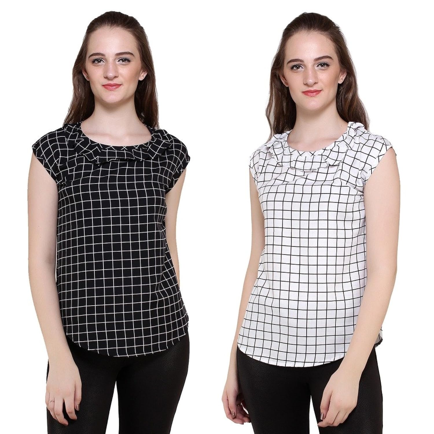 mallory winston white & black sleeveless ruffle