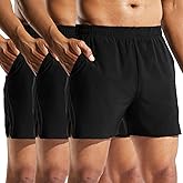 MIER Mens 3 Pack Running Athletic Shorts 5 Inch Quick Dry Lightweight Gym Workout Training Sports Shorts with Pockets