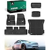 YHTAUTO for Tesla Model 3 Floor Mats 2020 2019 2018 2017 (Before June 2020), All Weather TPE Car Mats, Front Rear Trunk Mat Cargo Liner Storage Mat, Anti-Slip Waterproof Odorless