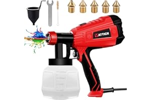 YATTICH Paint Sprayer, High Power HVLP Spray Gun, with 5 Copper Nozzles & 3 Patterns, Easy to Clean, for Furniture, Fence, Car, Bicycle, Chair etc. YT-191