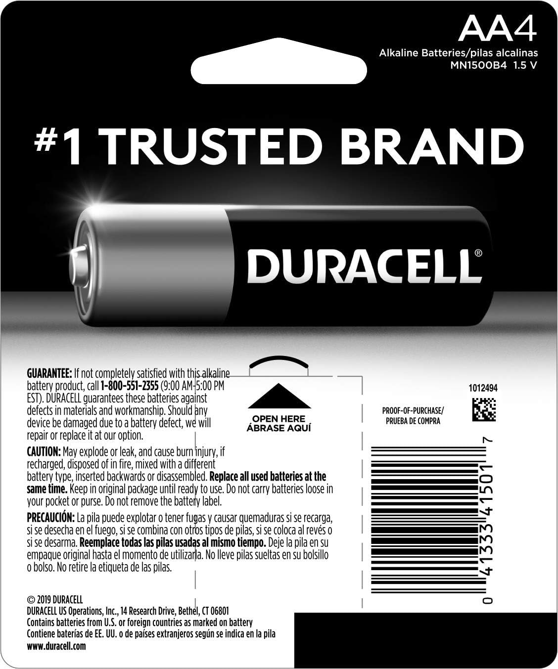 Duracell - CopperTop AA Alkaline Batteries - Long Lasting, All-Purpose Double A Battery for Household and Business – 4 Count: Health & Personal Care