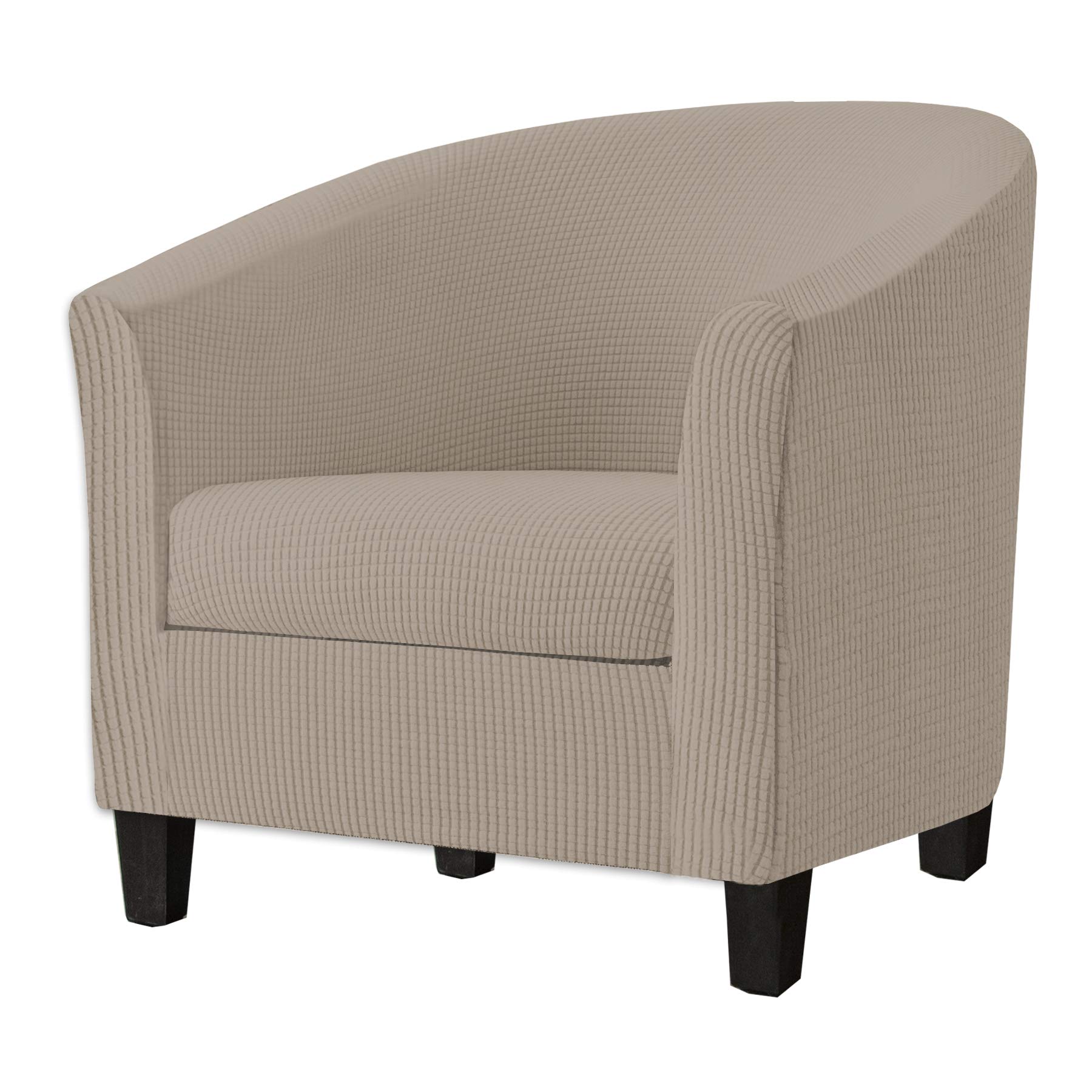 SHILV. HOME 2 Piece Tub Chair Covers with Cushion Cover,Stretch Jacquard Furniture Cover,Armchair Protector Slipcover Removable Machine Washable (Camel)