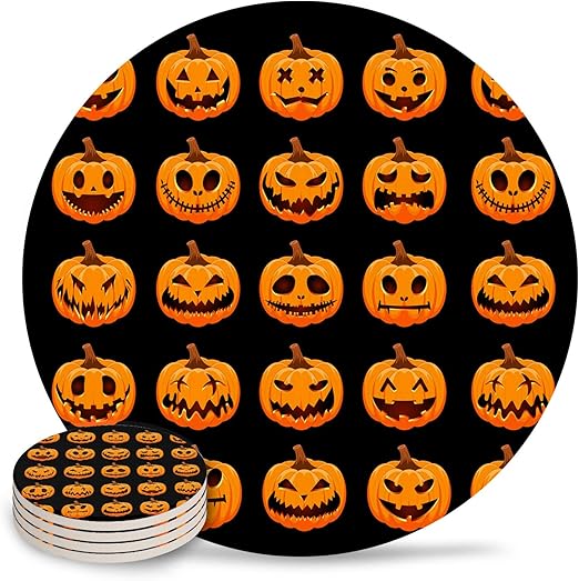 Posavasos de cerámica absorbente, diseño de calabaza de Halloween con