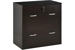 Vinsetto 2-Drawer Lateral Filing Cabinet with Lock, File Cabinet with Hanging Bar for Letter Size, Home Office, Espresso