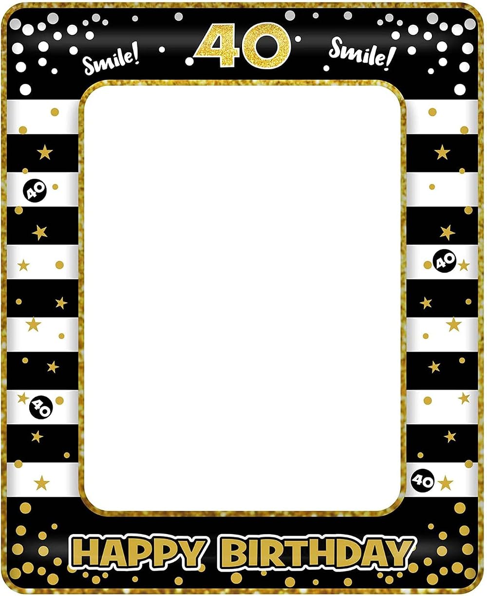 YAAVAAW Black Gold Inflatable Selfie Frame Giant Photo Booth Prop 40th Birthday