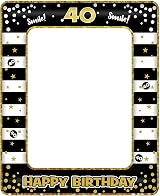 YAAVAAW Black Gold Inflatable Selfie Frame Giant Photo Booth Prop 40th Birthday