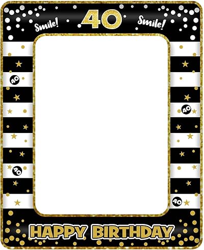 YAAVAAW Black Gold Inflatable Selfie Frame Giant Photo Booth Prop 40th Birthday
