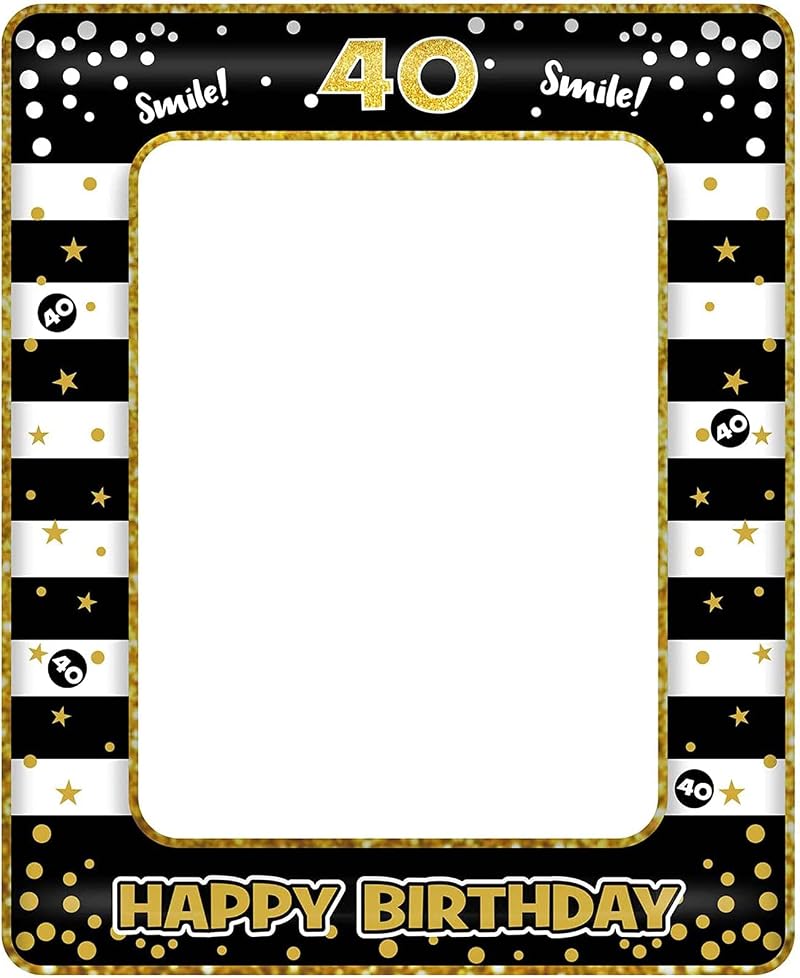 YAAVAAW Black Gold Inflatable Selfie Frame Giant Photo Booth Prop 40th Birthday