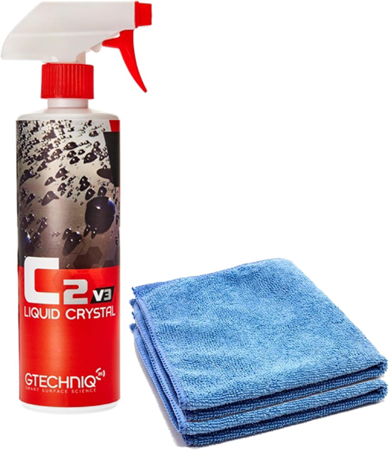 Gtechniq C2v3 Liquid Crystal – Revolutionary Easy Spray-On Polish, Dirt Repellant, UV Ray Protection Glass-Like Finishing Shine – 500 ml + Free 16x16 Microfiber Towel