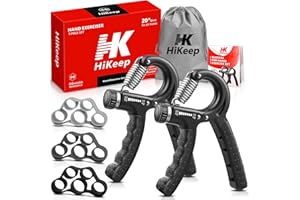 HiKeep Hand Grip Strengthener 5 Pack - 2 Adjustable Hand Gripper with 3 Finger Stretcher