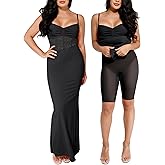 Popilush Shaper Dress Lace Formal Maxi Dresses with Built in Shapewear Corset Cocktail Party Dress Evening Gown