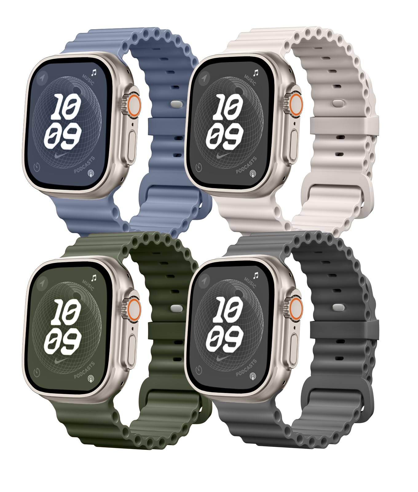 Witzon Ocean Bands Compatible with Apple Watch Ultra Band 49mm 46mm 45mm 44mm 42mm Men Women, Soft Silicone Straps Sport Rugged Wristbands for IWatch Ultra Ultra 2 Series 10 9 8 7 6 5 4 3 2 SE