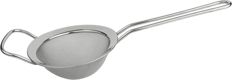 Grunwerg Fine Mesh Strainer 5 Inch Stainless Steel with Polished Rim and Handle