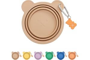 Furtizen Silicone Collapsible Travel Bowl with Free Poop Bag Holder – Lightweight, Portable, Multipurpose for Pets, Dishwasher & Microwave Safe (Beige, Medium)