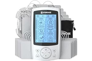 Stimease TENS Unit Muscle Stimulator, 24 Modes Dual Channel Rechargeable TENS EMS Machine for Pain Relief Therapy with 20 Electrode Tens Unit Replacement Pads