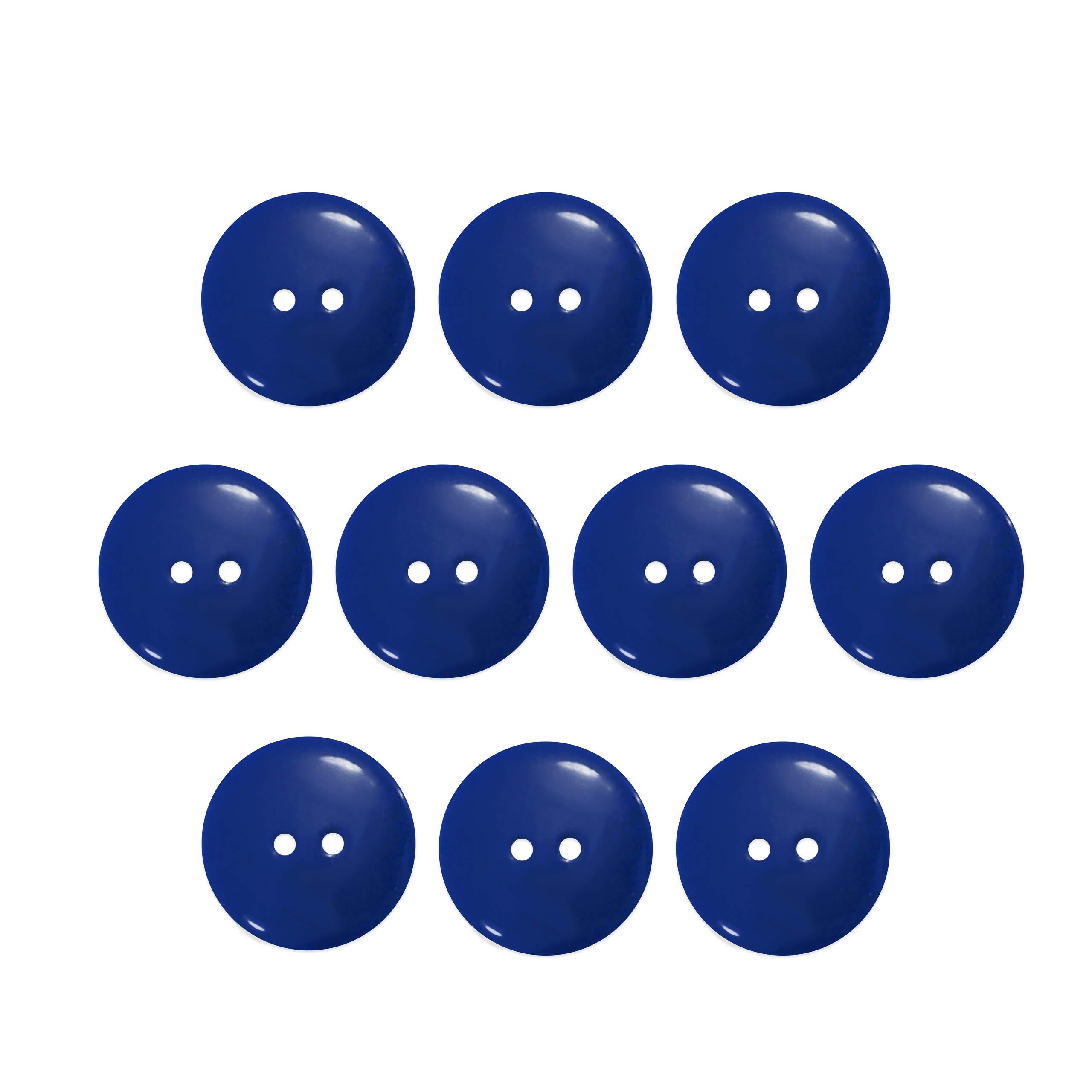 Buttons 1 Inch (1”) 2 Hole 10 Pieces - White Black Clear - Sewing Crafts Replacement Button -Perfect for Crafts, Coats, Shirts, Pants, Shorts, Cardigans, Blazers, Skirts (Blue)