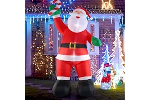 SHDEJTG 10ft Inflatable Christmas Decorations, Christmas Santa Claus with Candy with LED Light Blow Up for Christmas Party Indoor, Outdoor, Yard, Garden, Lawn