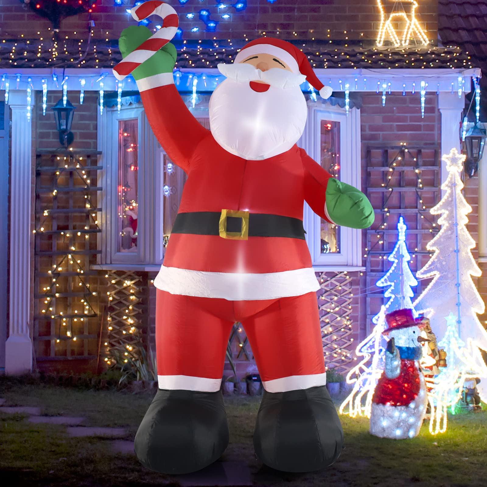 Photo 1 of SHDEJTG 10ft Inflatable Christmas Decorations, Christmas Santa Claus with Candy with LED Light Blow Up for Christmas Party Indoor, Outdoor, Yard, Garden, Lawn