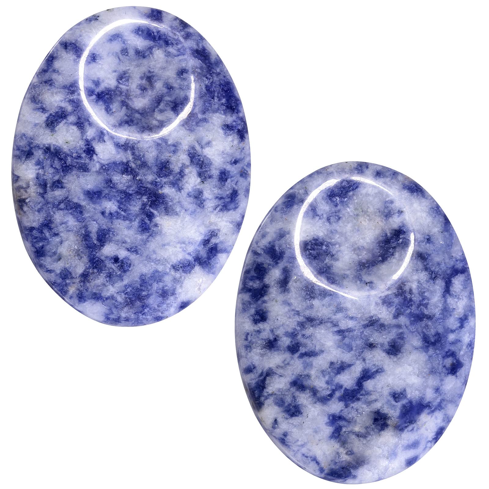mookaitedecor Pack of 2 Sodalite Thumb Worry Stones Healing Crystals for Anxiety Stress Relief, Polished Oval Blue Worry Stones Thumb Stone Gift Reiki Good Luck Palm Pocket Stones for Meditation