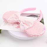 DRESHOW Glitter Mouse Ears Headband with Bow Party Costume Accessory view 4