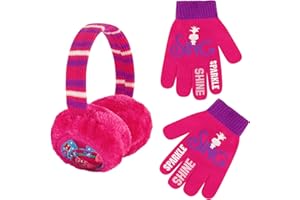 DREAMWORKS TROLLS Girls' Winter Hat and Kids Gloves Set, Scarf Or Earmuffs, Poppy for Ages 4-7