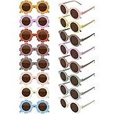 DragonflyDreams Sunglasses for Kids, 8/16 Pack Flower Sunglasses Cute Round Glasses Colorful Kids Fashion Eyewear