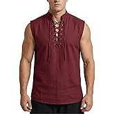 BAKUGOU Mens Medieval Lace Up Sleeveless Shirt Viking Renaissance Pirate Tunic Top Warrior Costume Vest for Men