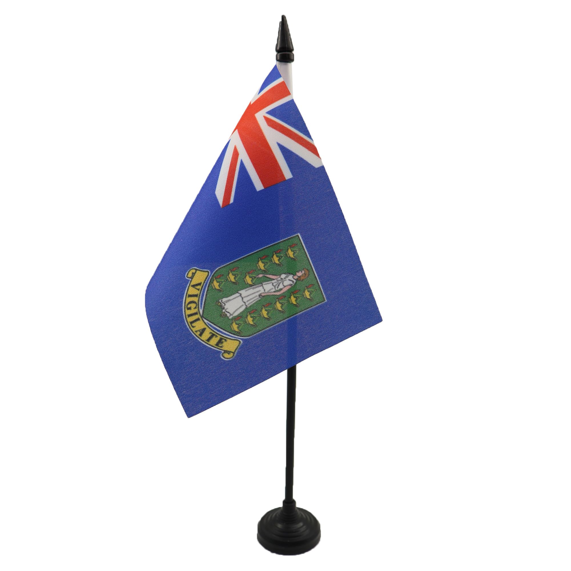 AZ FLAG - British Virgin Islands Table Flag 4'' x 6'' - Virgin Islander Office Mini Banner 100% Polyester 15 x 10 cm - Mini Desk Flag with 10'' Pole and Black Plastic Base โ image 1