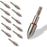Hosolee 100 Grains ID 6.20mm/0.244inch Archery Points Arrowheads | 19/64&rdquo; Archery Screw-in Field Points, Pack of 12 Stainless Steel Tips with O-ring, For for Targeting Hunting