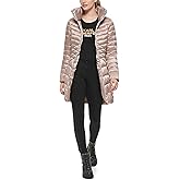 KARL LAGERFELD womens Chevron Quilted Full Length Puffer Jacket