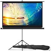 Projector Screen with Stand 60 inch 16:9 for Movies &amp; Presentations | Quick setup, stable tripod, adjustable height, portable, indoor &amp; outdoor use for school, office, home theatre, movie night