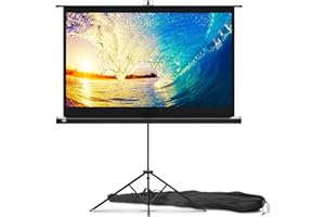 Projector Screen with Stand 60 inch - Indoor and Outdoor Projection Screen for Movie or Office Presentation - 16:9 HD Premium