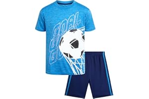 Pro Athlete Active Boys Short Sets - 2 Piece Performance Crewneck Short Sleeve T-Shirt and Shorts Boys Athletic Sets (8-16)