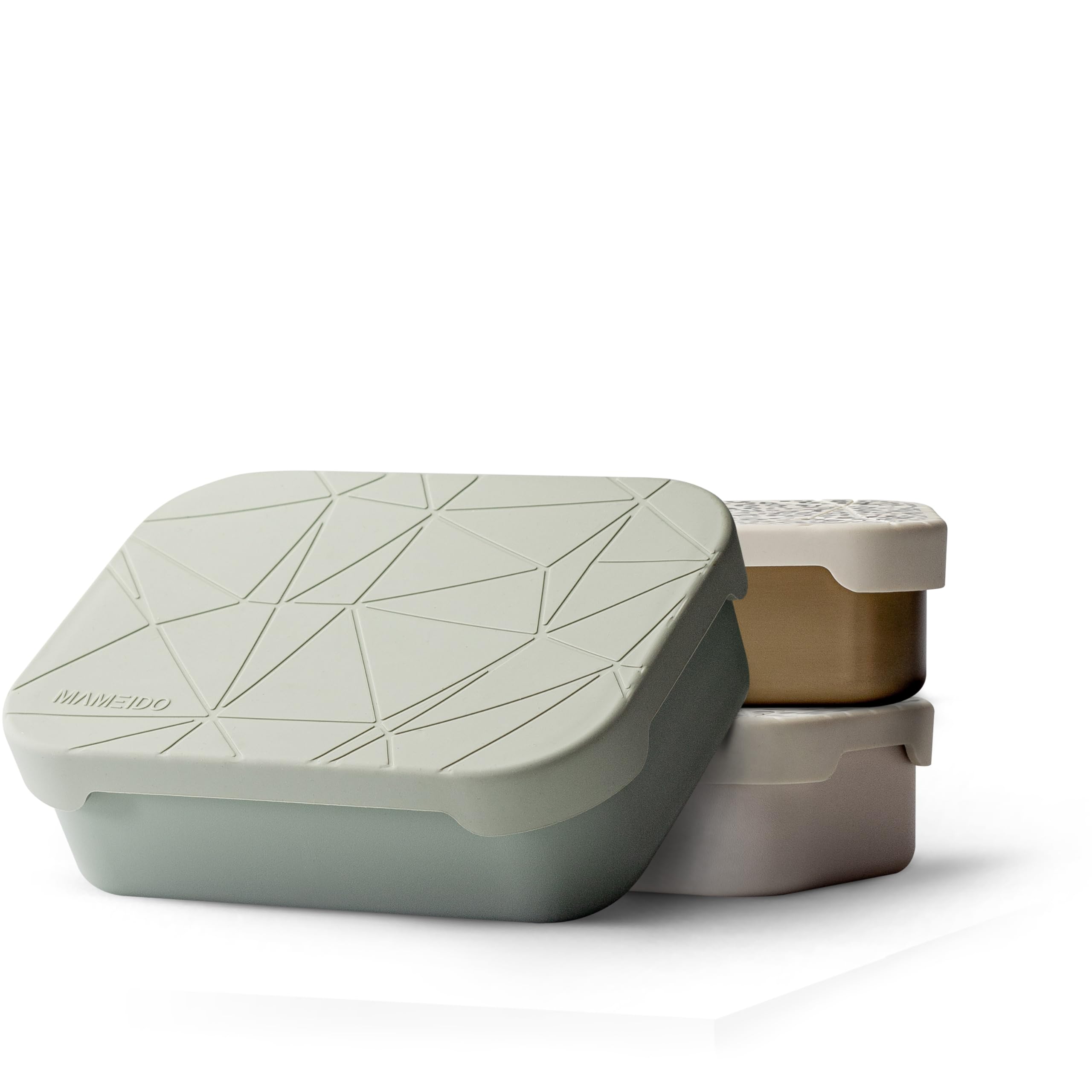 MAMEIDO Lunch Box 800 ml with Flexible Divider & Silicone Lid, Lightweight Sandwich Box for Children & Adults, Bento with Compartments (Desert Sage)