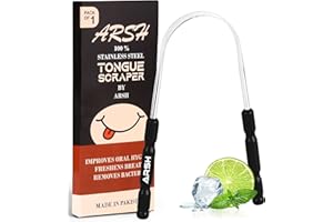 ARSH SPORTS Arsh Tongue Scraper for Adults & Kids stainless steel Tongue Cleaner for Oral Care & Hygiene tongue cleaner for men and women Tongue scrubber for reduce bad breath Tongue Cleaners (Black)