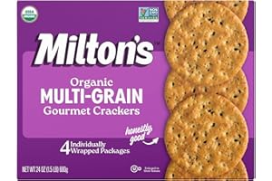 MILTON'S CRAFT BAKERS Milton's Organic Crackers, Multi-Grain - Certified Organic, Non-GMO Project Verified, Kosher, Made With 4 Whole Grains & 3 Seeds, Great for Charcuterie Boards - 24 Oz, Pack of 1