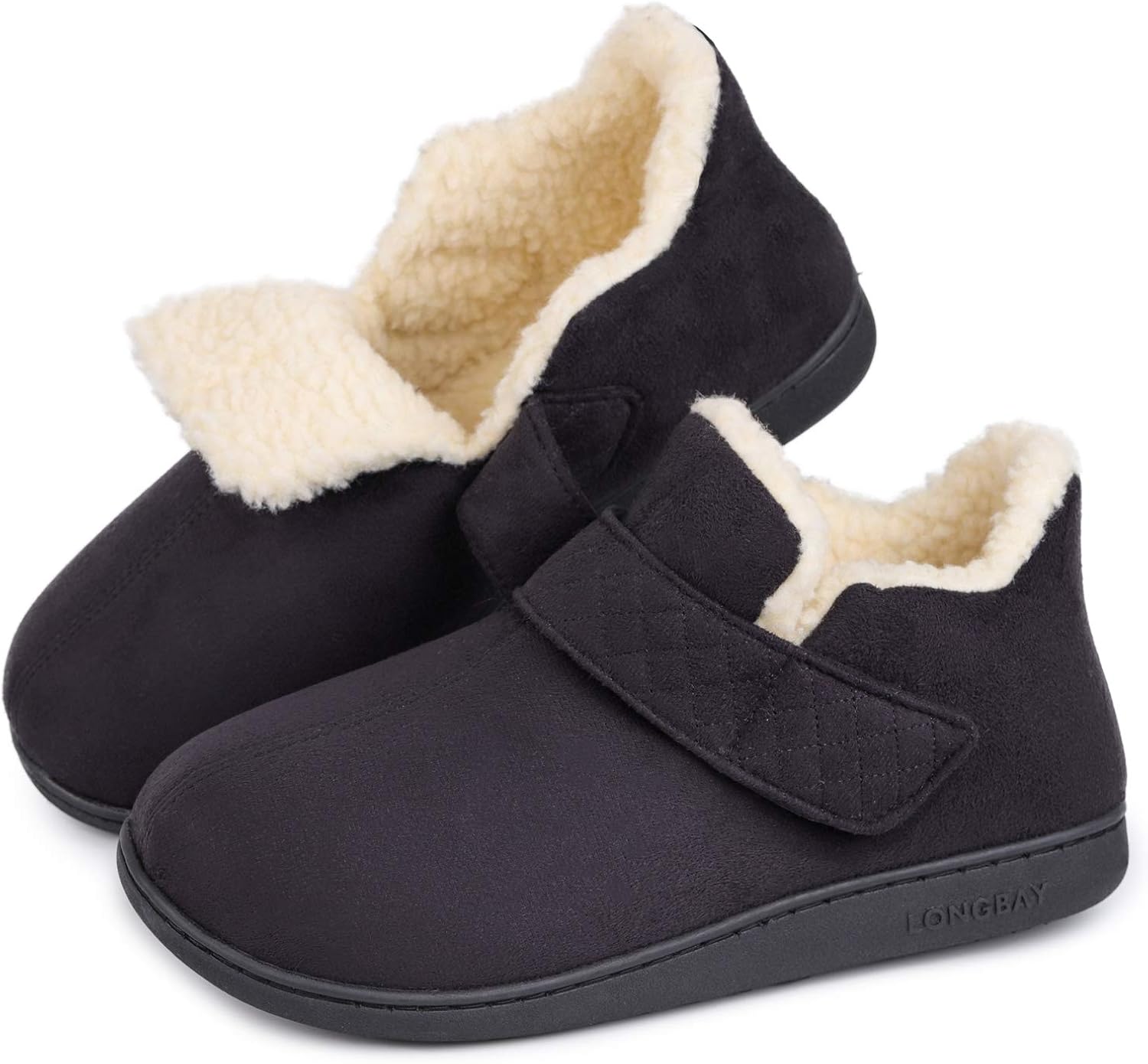 LongBay Men's Women's Comfort Memory Foam Slippers Boots Adjustable