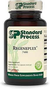 Standard Process Regeneplex - Whole Food Antioxidant, Blood Circulation and Skin Health, Digestion and Digestive Health with Coenzyme Q10 and Holy Basil for Wrinkles and Fine Lines - 90 Capsules