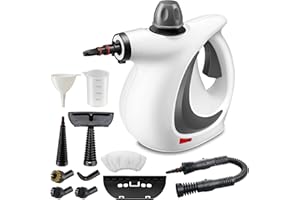 OUTGUAVA Handheld Steam Cleaner 11-Piece Accessory Set, Perfect for Stain Removal, Curtains, Car Seats, Floor, Window Cleaning, Grey
