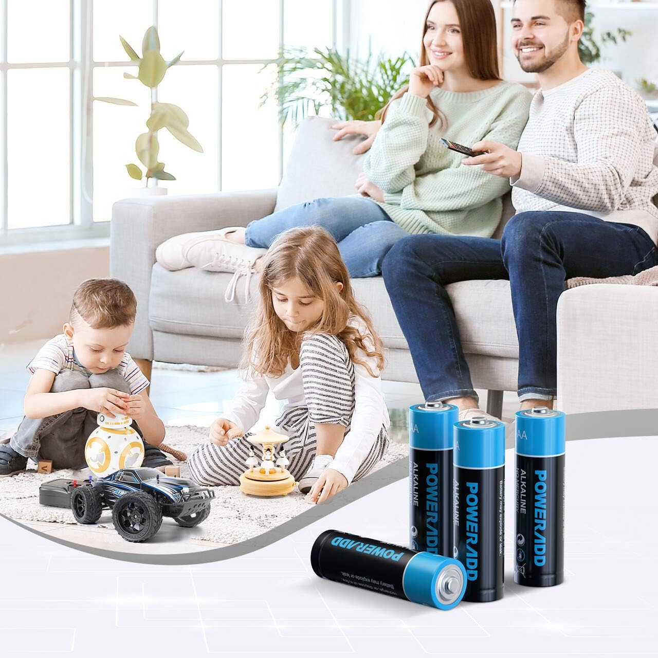 POWERADD AA Alkaline Batteries Long Lasting, All-Purpose Battery for Household and Business - 16 Count: Home Audio & Theater