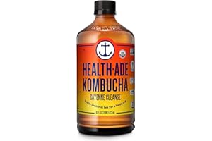 Health-Ade Kombucha Tea Organic Drink, Fermented Tea with Living Probiotics, Detoxifying Acids, Supports Gut Health, Non-GMO, Vegan, Gluten Free, 12 Pack (16 Fl Oz Bottles), Cayenne Cleanse