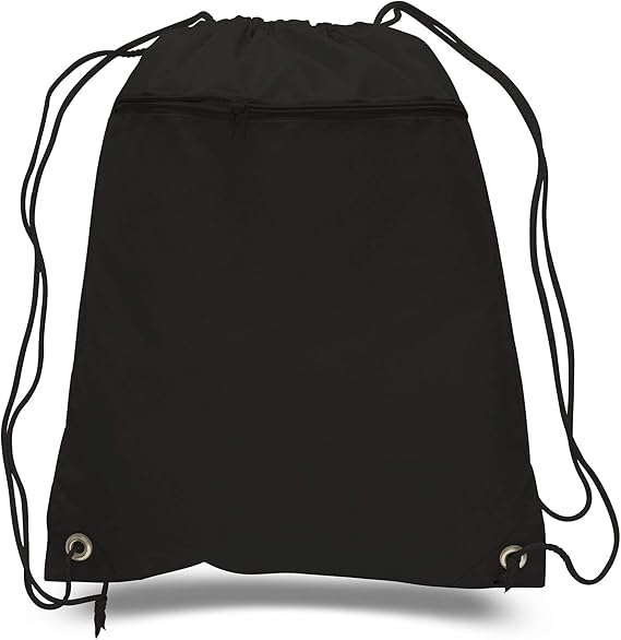 (Pack10) Polyester Drawstring Bulk Backpack, Drawstring Cinch Bag With Zipper