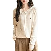 Chanyarn Women's 100% Merino Wool Zip Up Hoodies 2025 Fall Winter Warm Long Sleeve Knit Sweatshirt Cardigan with Pocket