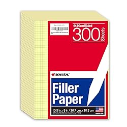 KAISA Loose Leaf Notebook Paper, 4x4 Quad Graph