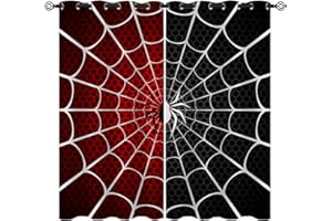 CZROUZ Superhero Blackout Curtains for Girls Boys Kids Teens Home Decor, Baby Red Black Spider Web Grommet Thermal Insulated Drapes Darkening Window Curtain for Bedroom Living Room, 63 x 63 Inch