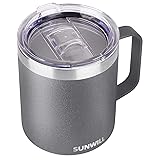 SUNWILL Coffee Mug with Handle, 14oz Insulated